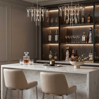 Aura Round LED Glass Rod Chandelier