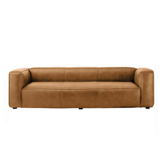 Titan Luxe 3-Seater Sofa in Cognac Full-Grain Leather – Mid-Century Modern Leather Sofa