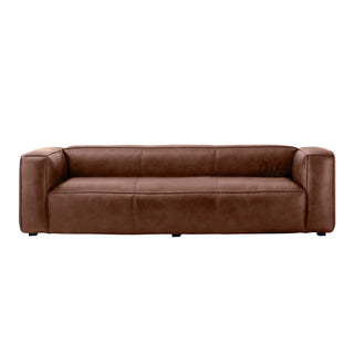 Titan Luxe 3-Seater Sofa in Light Brown Full-Grain Leather – Contemporary Living Room Sofa
