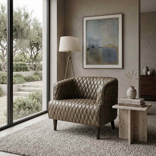Vintage Diamond Quilted Full-Grain Leather Armchair