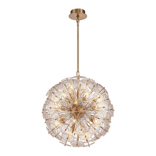 wavora glass chandelier with gold-finished frame and sculpted orb 